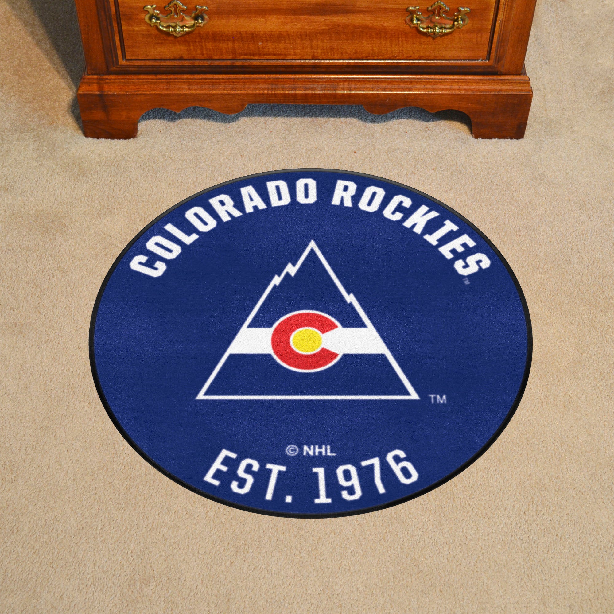 NHLRETRO Colorado Rockies Roundel Rug - 27in. Diameter - Colorado Rockies