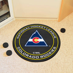 NHLRETRO Colorado Rockies Hockey Puck Rug - 27in. Diameter