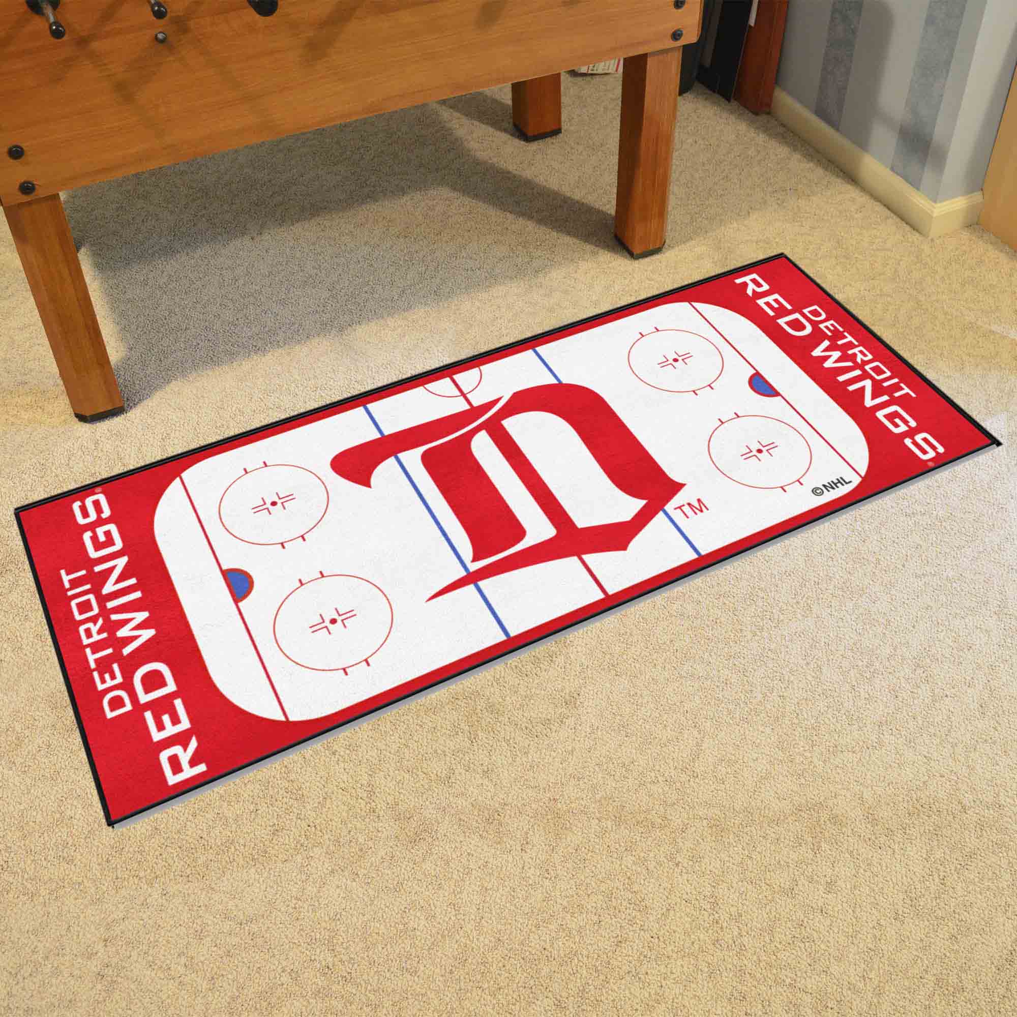 NHLRETRO Detroit Red Wings Rink Runner - 30in. x 72in. - Detroit Red Wings