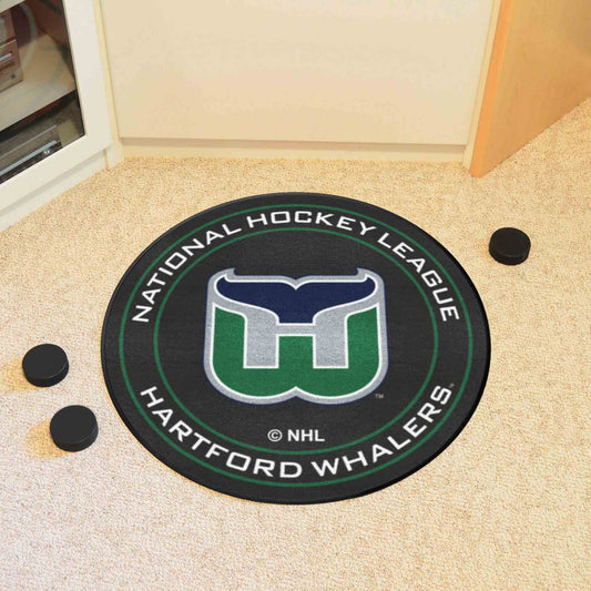 Retro NHL Hartford Whalers Hockey Puck Rug - 27in. Diameter