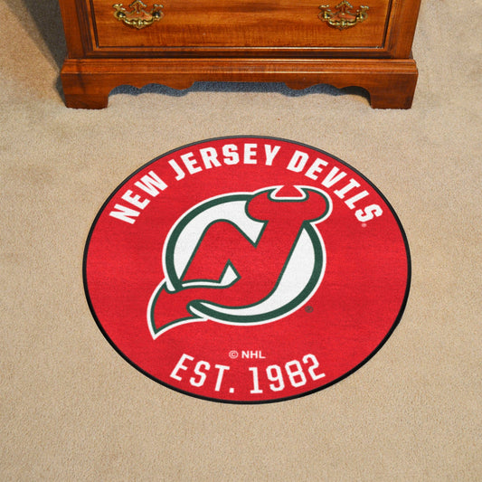 NHLRETRO New Jersey Devils Roundel Rug - 27in. Diameter