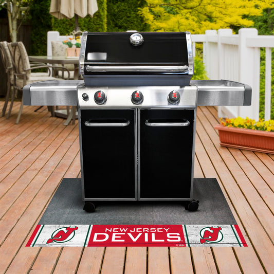 NHLRETRO New Jersey Devils Vinyl Grill Mat - 26in. x 42in. - New Jersey Devils