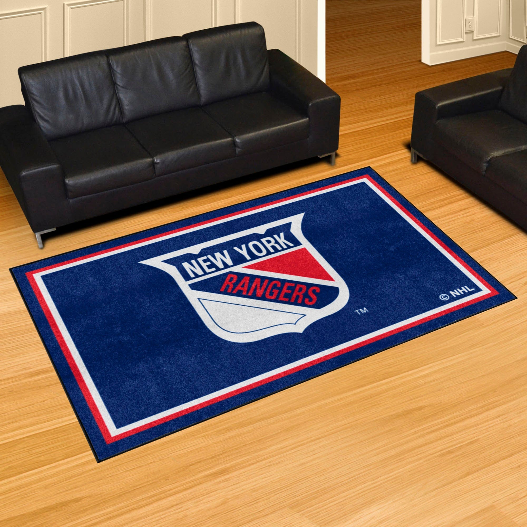 NHLRETRO New York Rangers 5ft. x 8 ft. Plush Area Rug - New York Rangers