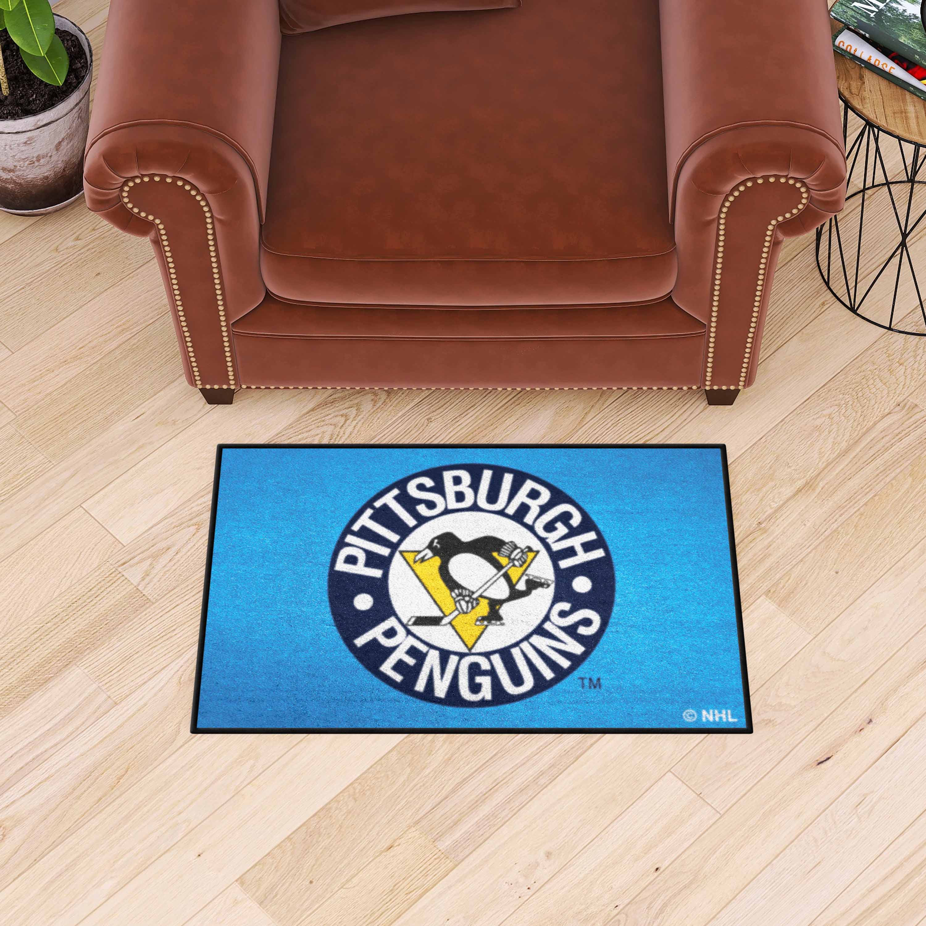 Retro NHL Pittsburgh Penguins Starter Mat Accent Rug - 19in. x 30in. - Pittsburgh Penguins