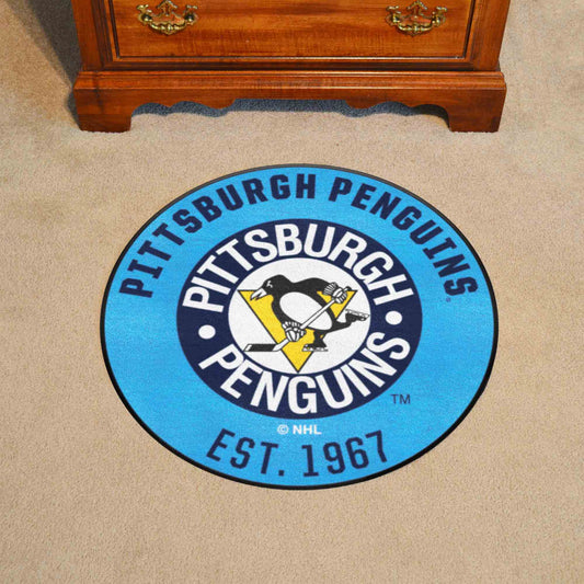 Retro NHL Pittsburgh Penguins Roundel Rug - 27in. Diameter - Pittsburgh Penguins