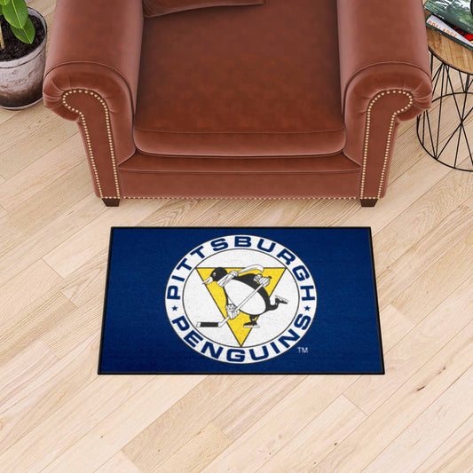 Retro NHL Pittsburgh Penguins Starter Mat Accent Rug - 19in. x 30in.