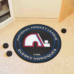 NHLRETRO Quebec Nordiques Hockey Puck Rug - 27in. Diameter