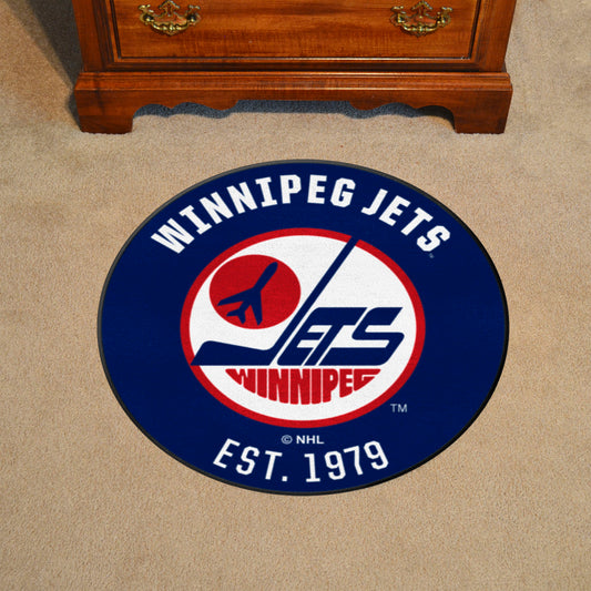 Retro NHL Winnipeg Jets Roundel Rug - 27in. Diameter