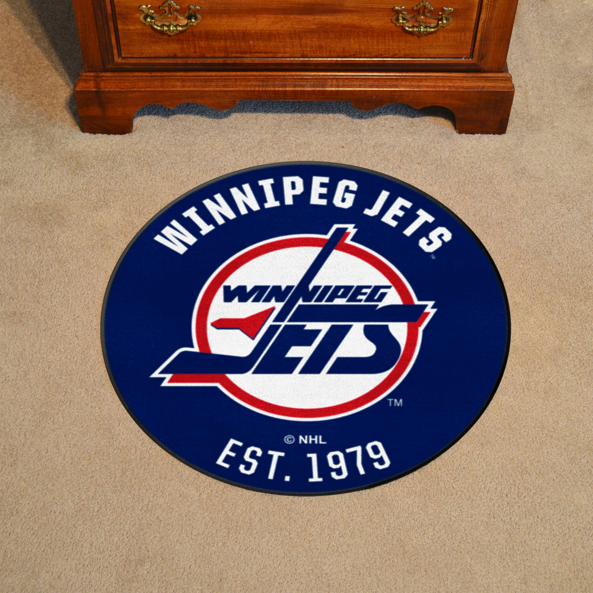 Retro NHL Winnipeg Jets Roundel Rug - 27in. Diameter