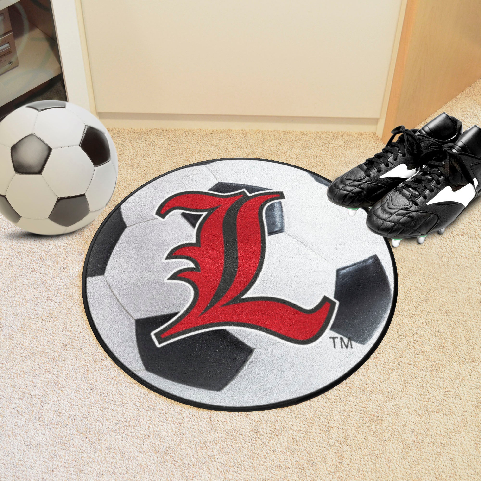 Louisville Cardinals Soccer Ball Rug - 27in. Diameter