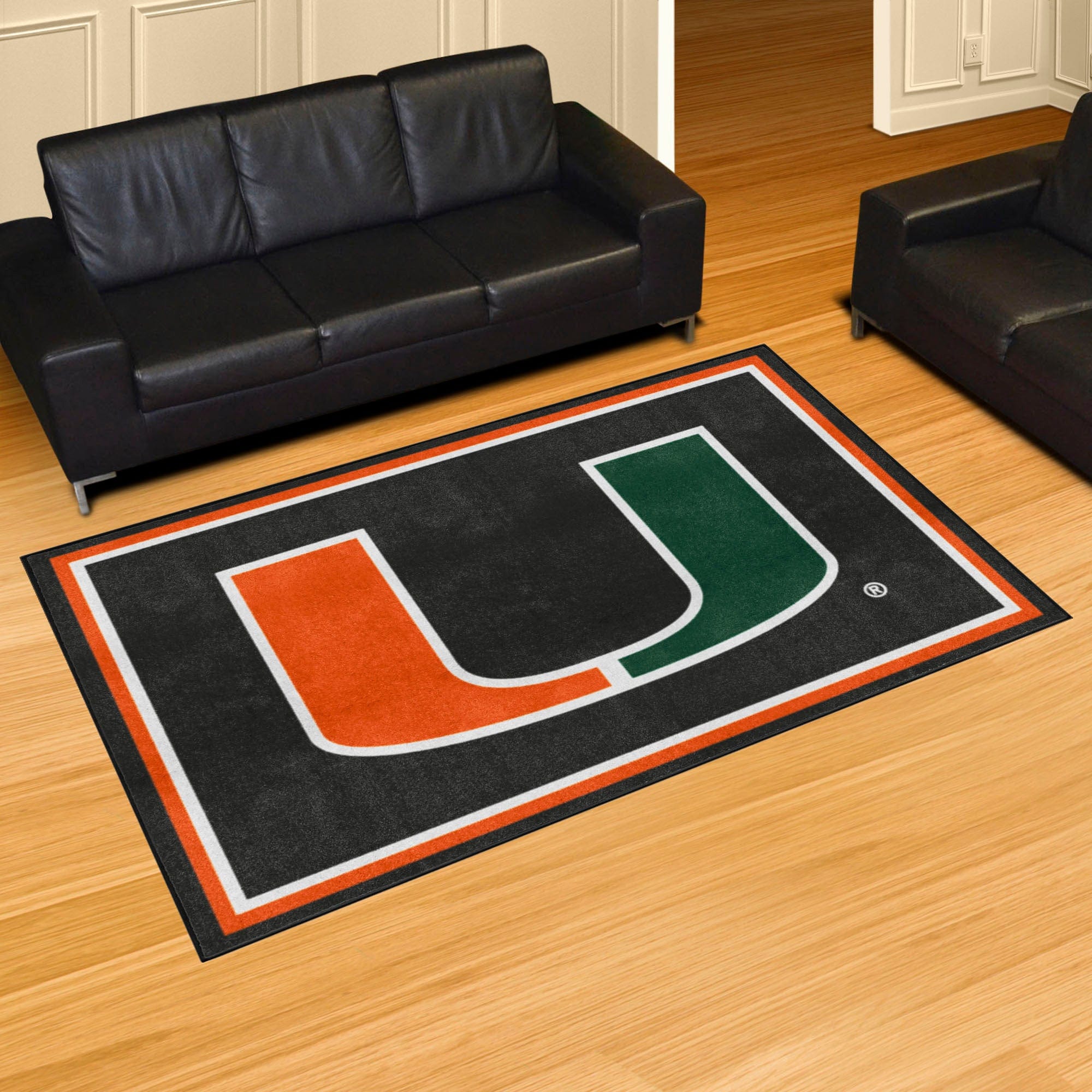 Miami Hurricanes 5ft. x 8 ft. Plush Area Rug, Black