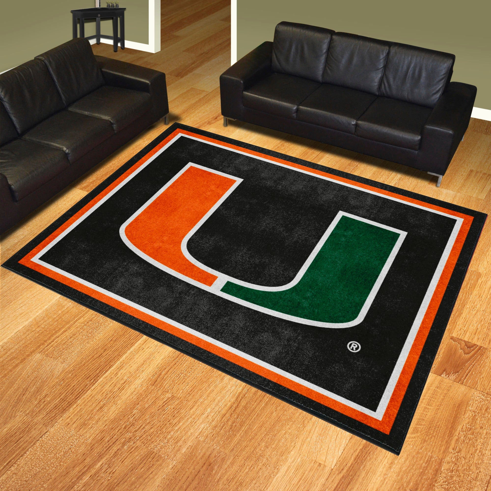 Miami Hurricanes 8ft. x 10 ft. Plush Area Rug, Black