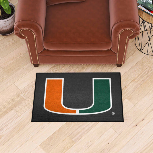 Miami Hurricanes Starter Mat Accent Rug, Black - 19in. x 30in.