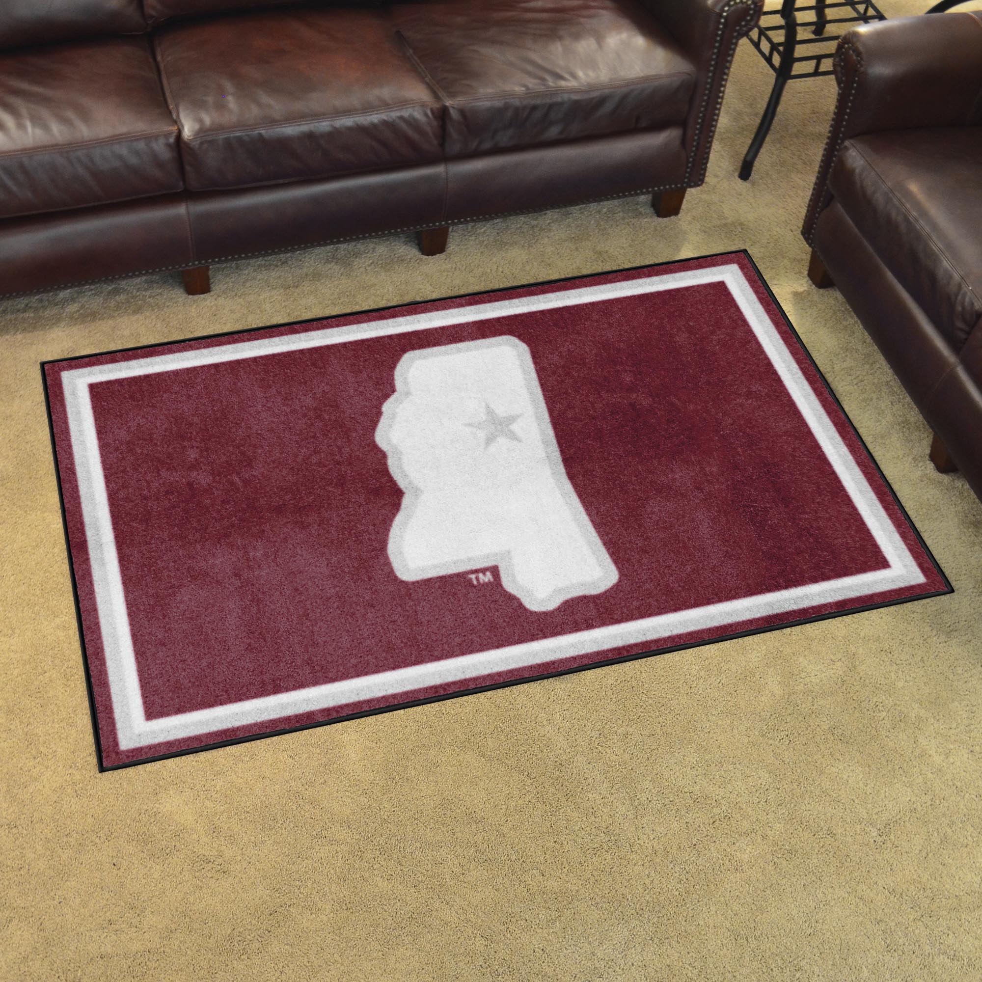 Mississippi State Bulldogs 4ft. x 6ft. Plush Area Rug, State Logo - Mississippi State