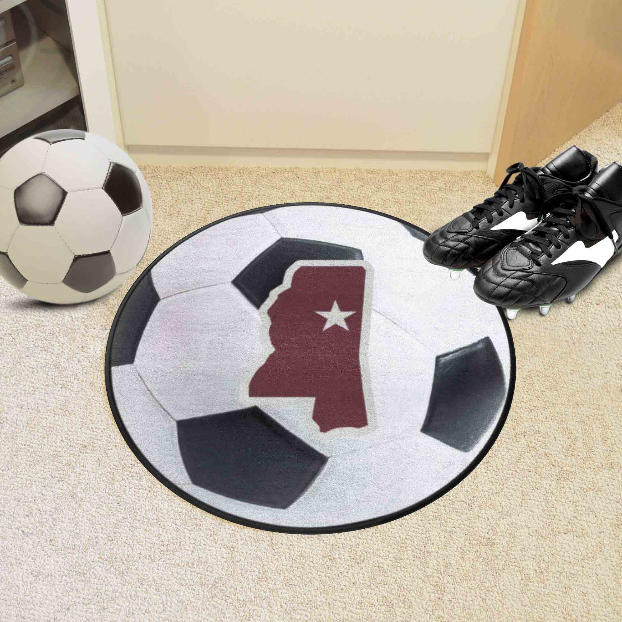 Mississippi State Bulldogs Soccer Ball Rug, State Logo - 27in. Diameter