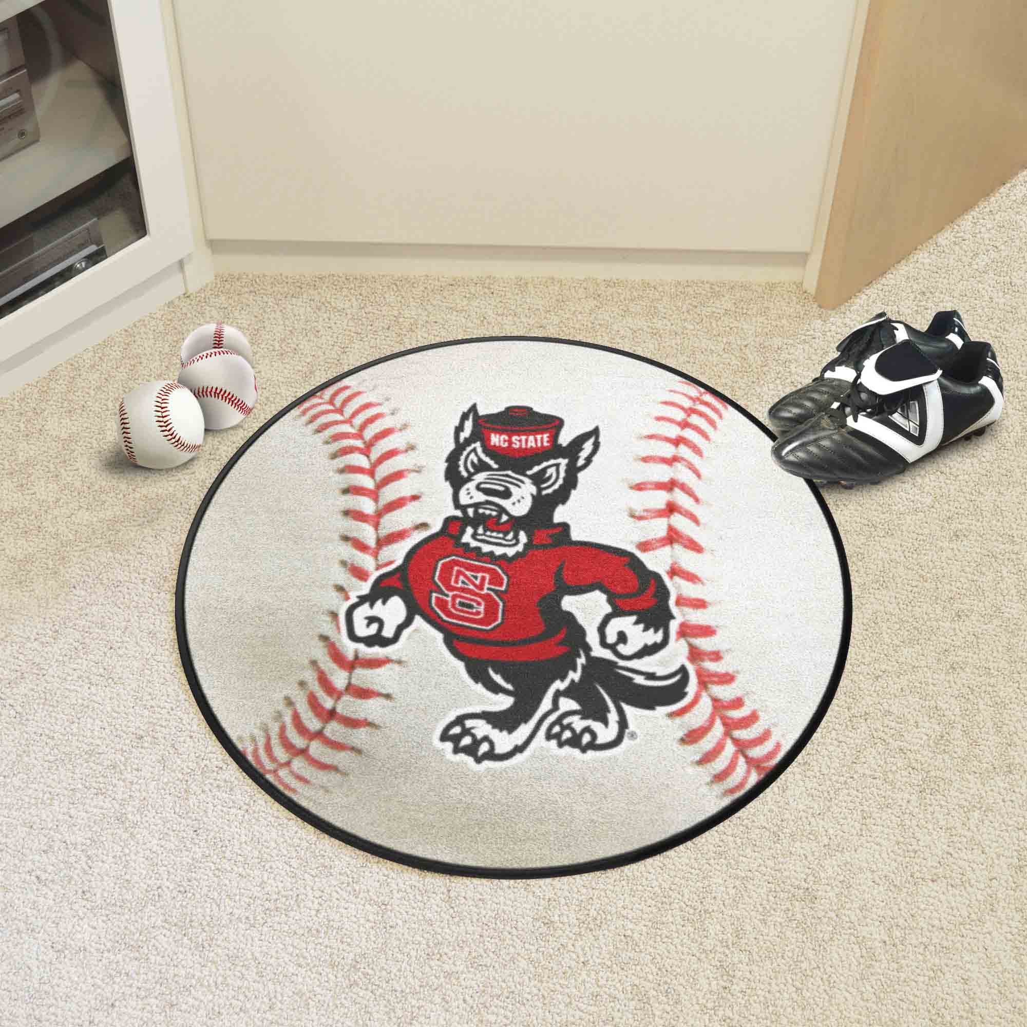 NC State Wolfpack Baseball Rug - 27in. Diameter - NC State