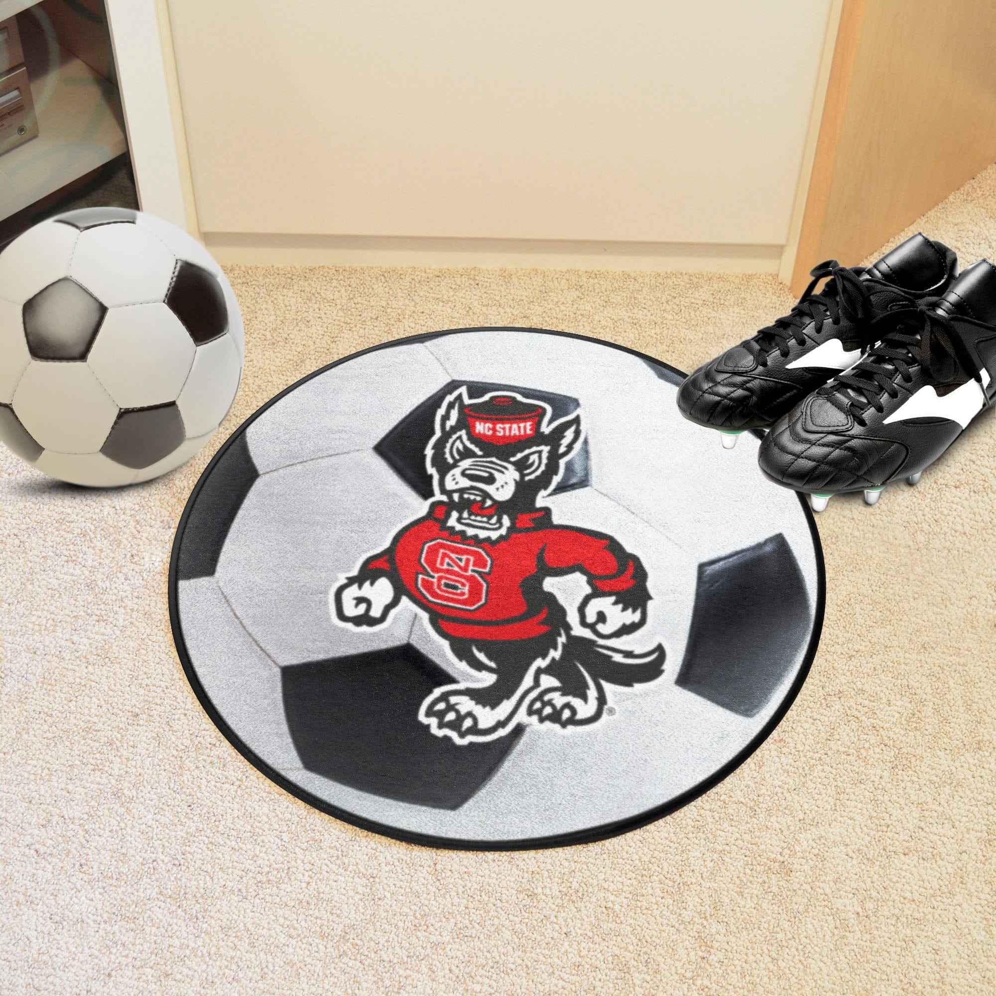 NC State Wolfpack Soccer Ball Rug - 27in. Diameter - NC State