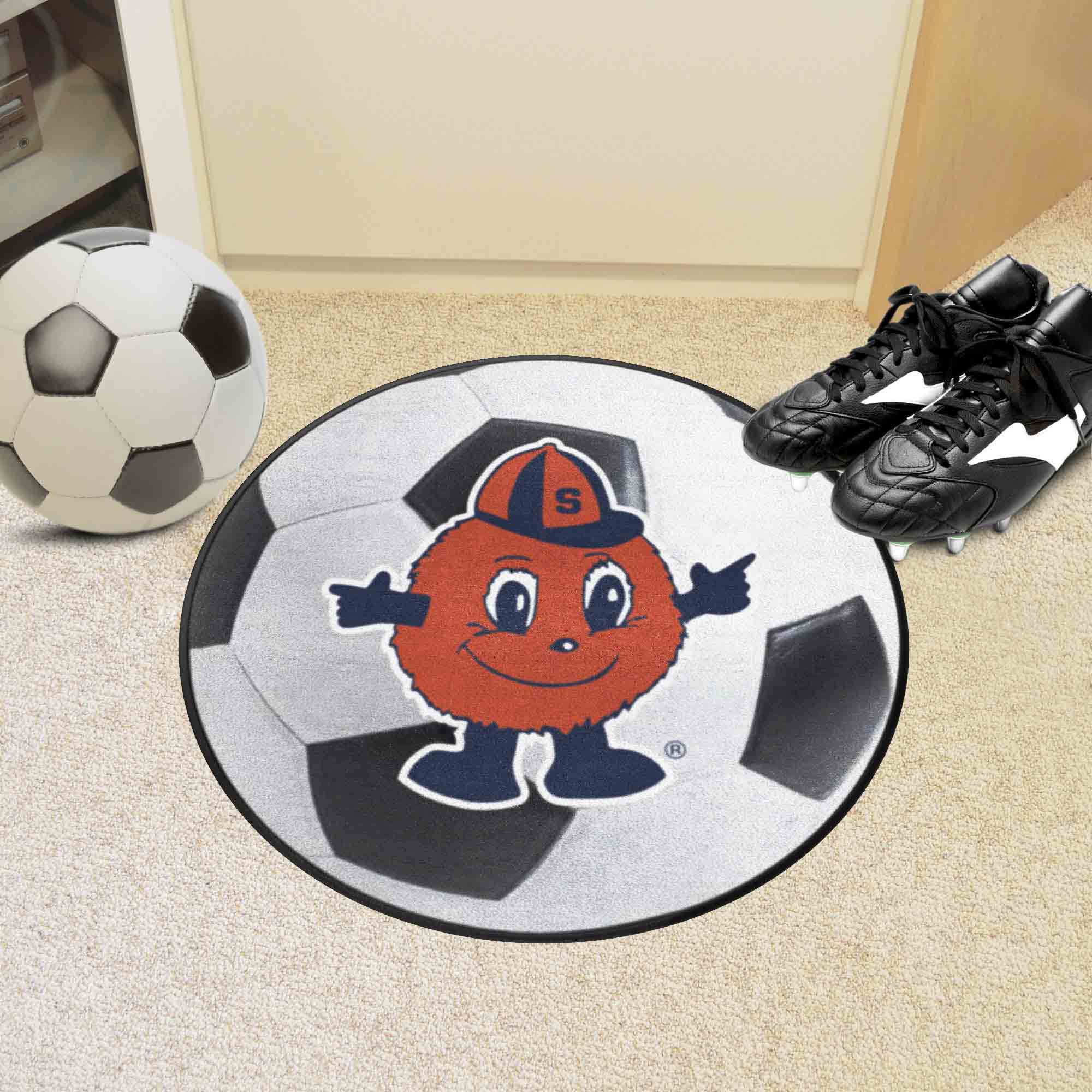 Syracuse Orange Soccer Ball Rug, Otto Mascot Logo - 27in. Diameter