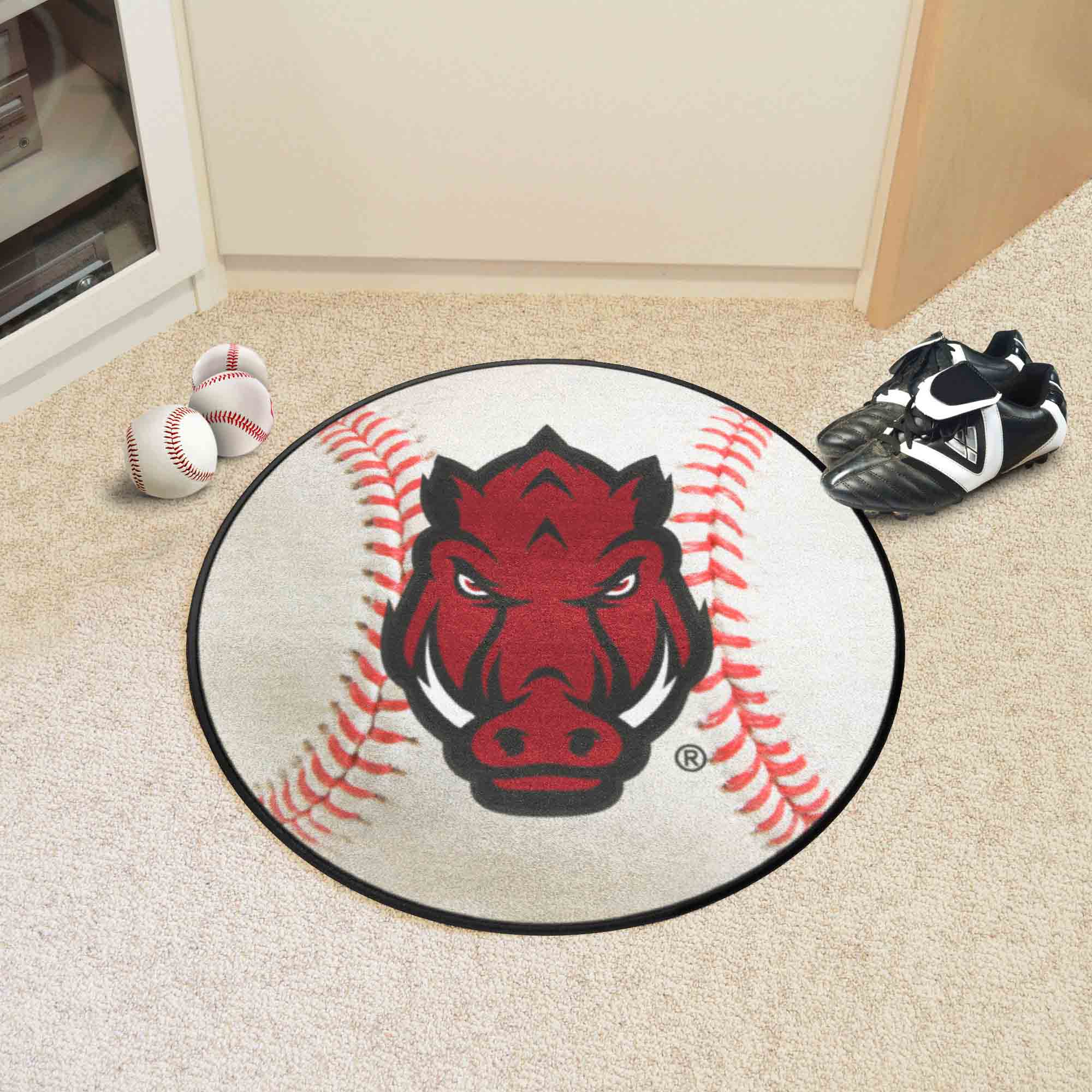 Arkansas Razorbacks Baseball Rug - 27in. Diameter