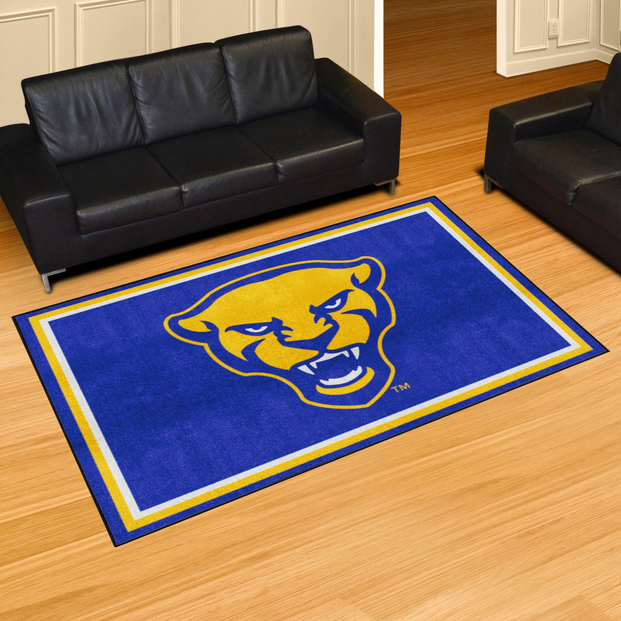 Pitt Panthers 5ft. x 8 ft. Plush Area Rug, Panther Logo