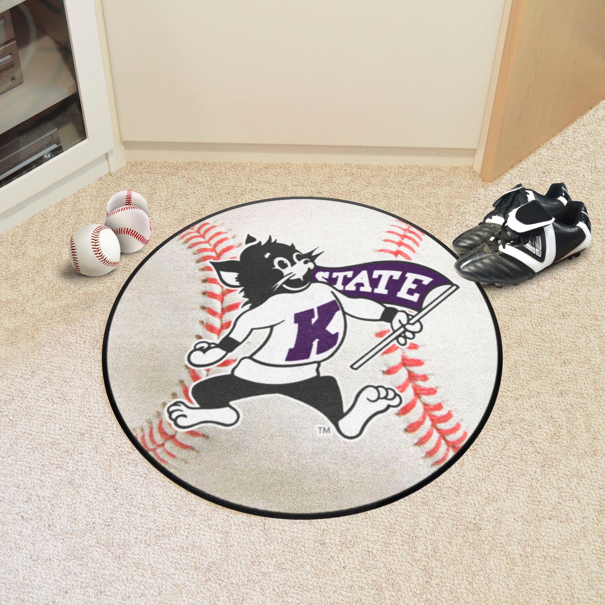 Kansas State Wildcats Baseball Rug - 27in. Diameter