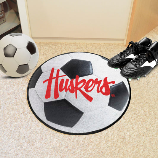 Nebraska Cornhuskers Soccer Ball Rug - 27in. Diameter