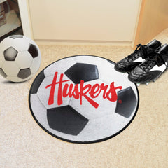 Nebraska Cornhuskers Soccer Ball Rug - 27in. Diameter - Nebraska