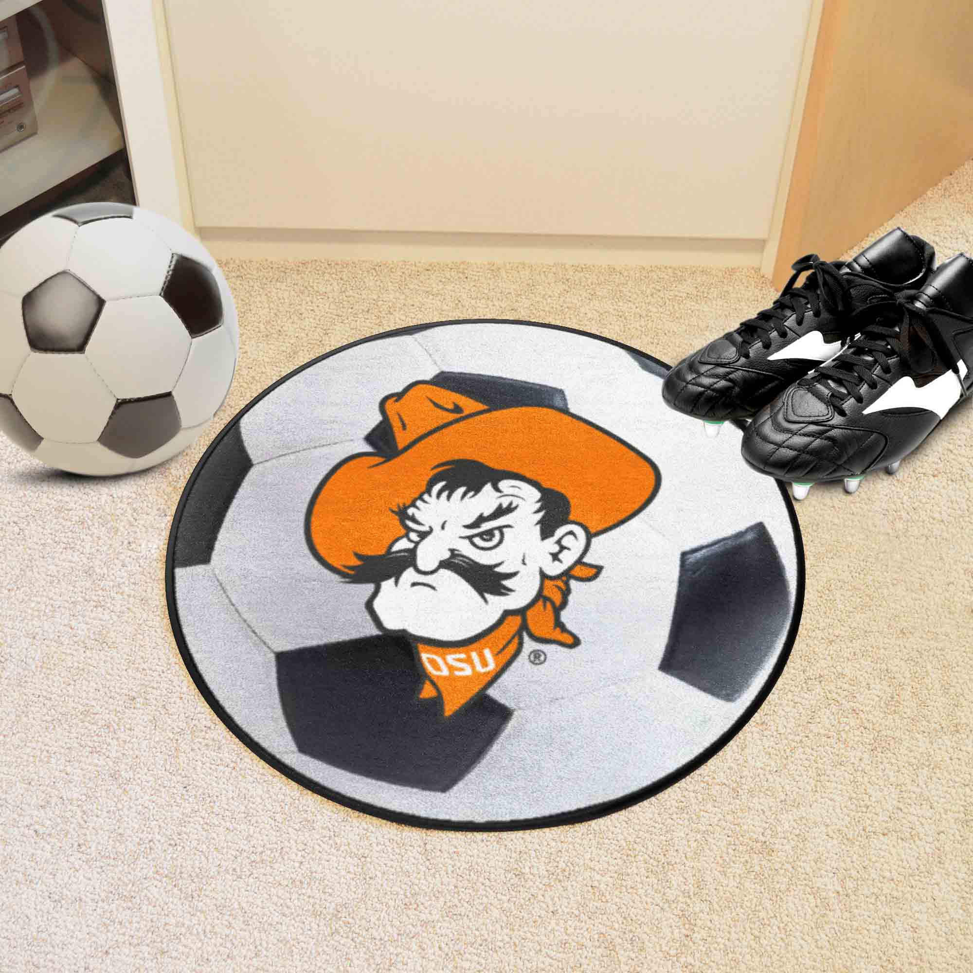 Oklahoma State Cowboys Soccer Ball Rug - 27in. Diameter