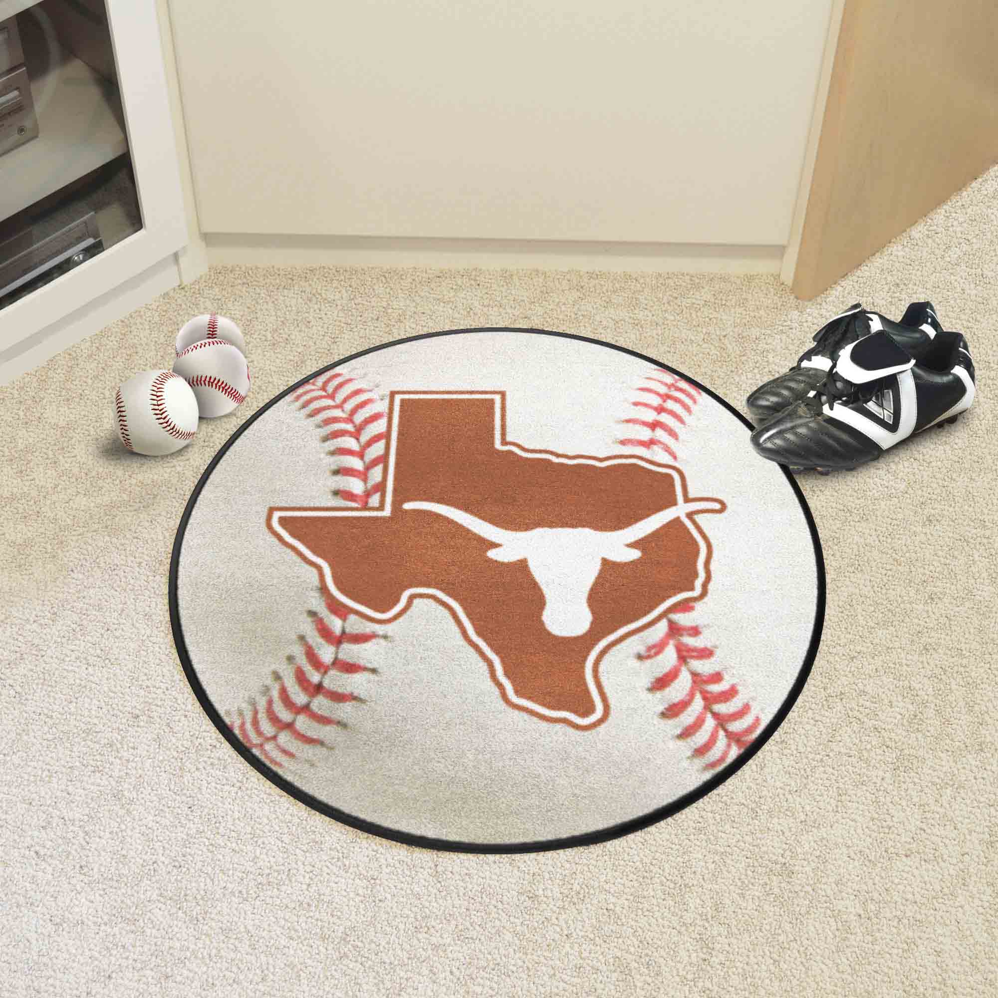 Texas Longhorns Baseball Rug - 27in. Diameter