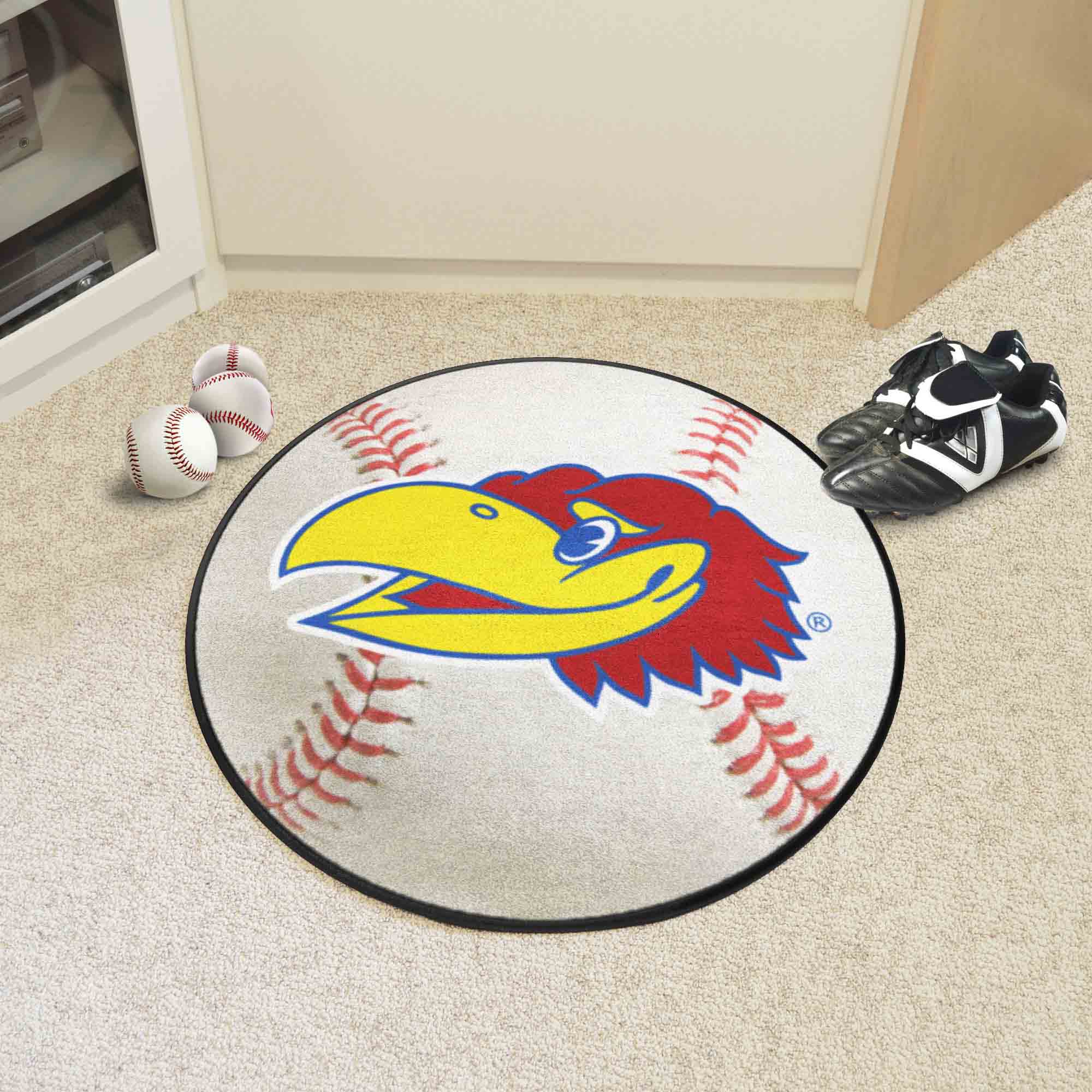 Kansas Jayhawks Baseball Rug - 27in. Diameter