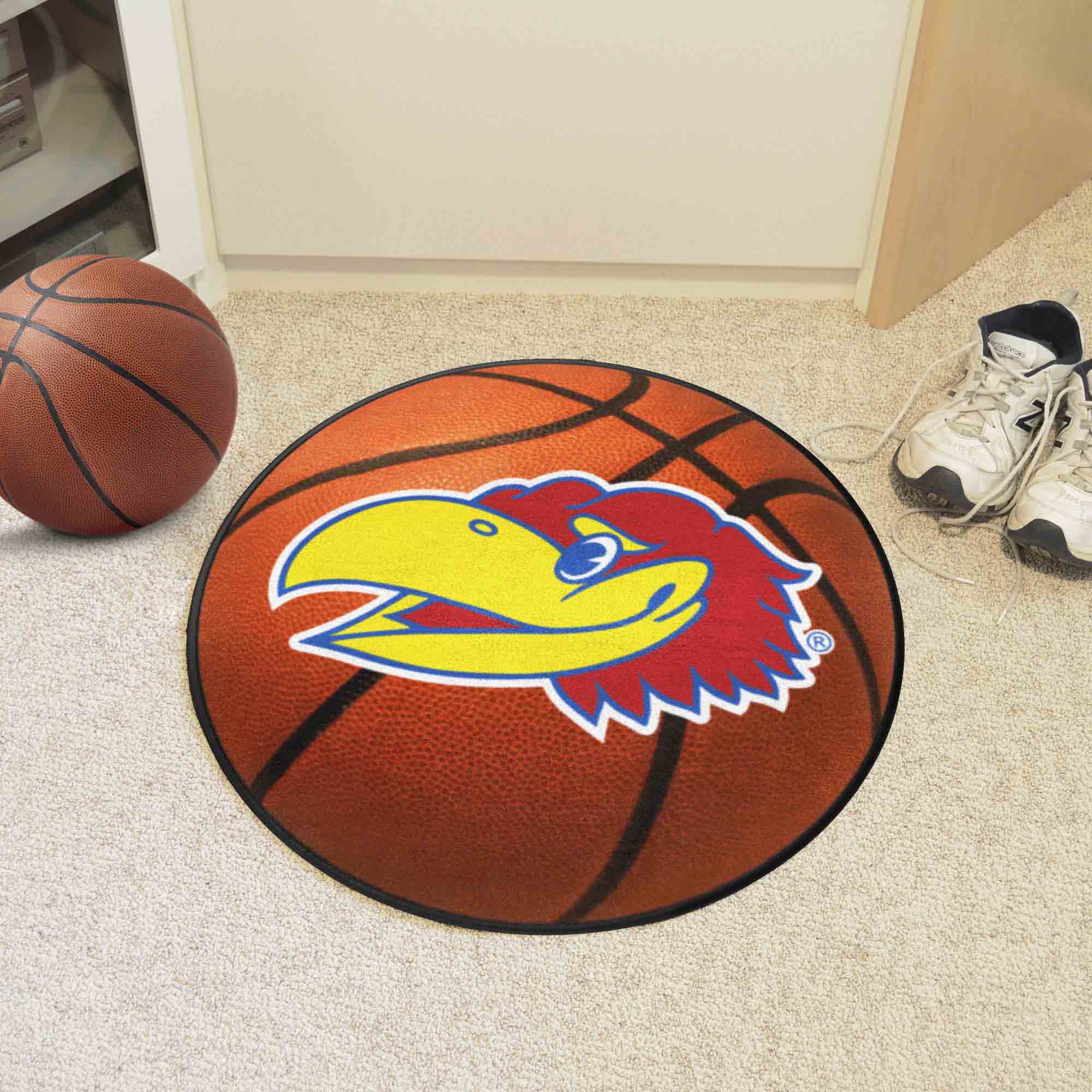 Kansas Jayhawks Basketball Rug - 27in. Diameter