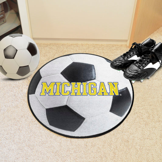 Michigan Wolverines Soccer Ball Rug - 27in. Diameter