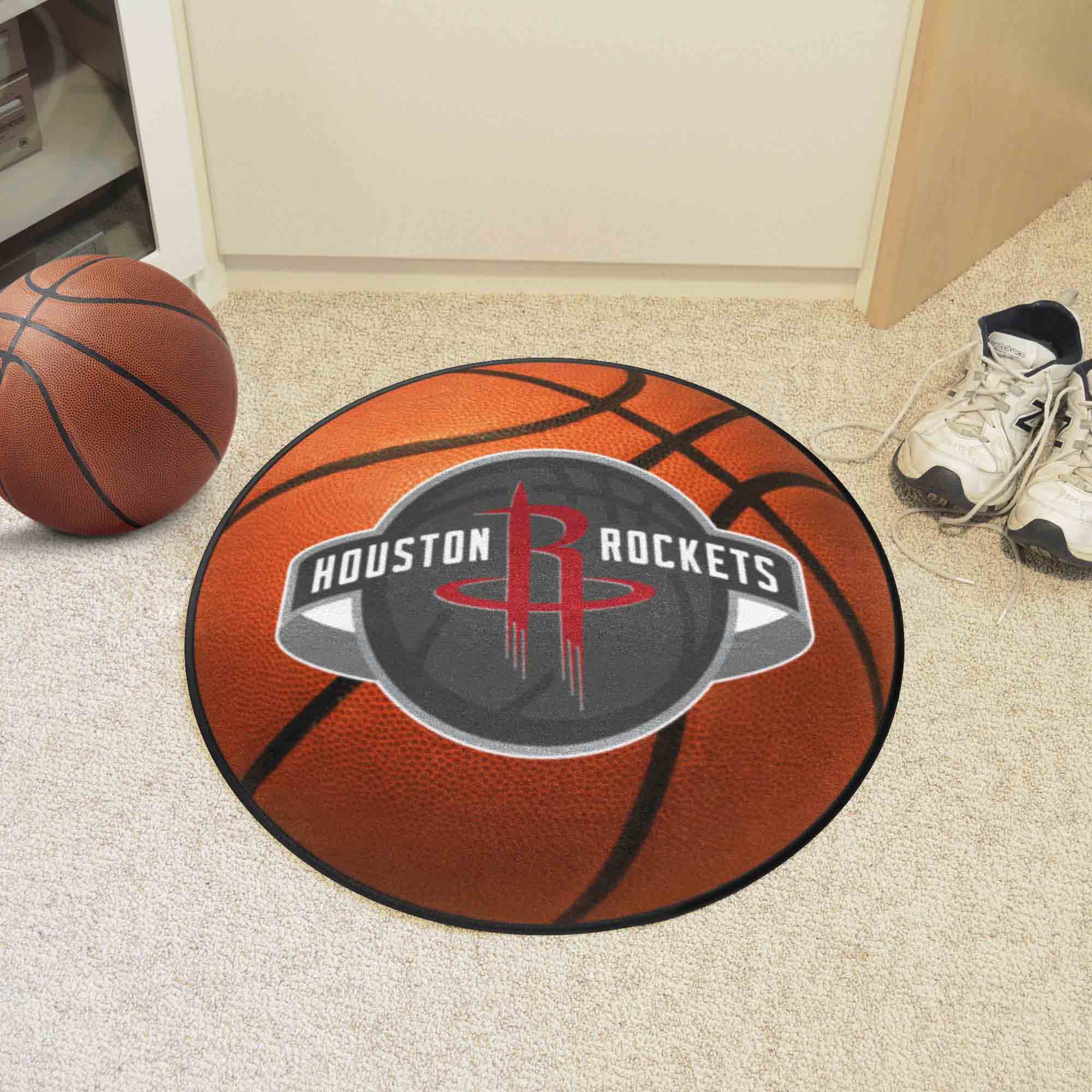 Houston Rockets Basketball Rug - 27in. Diameter