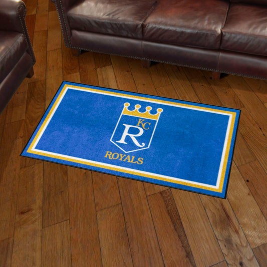 Alfombra de felpa de 3 pies x 5 pies de los Kansas City Royals - Colección Retro