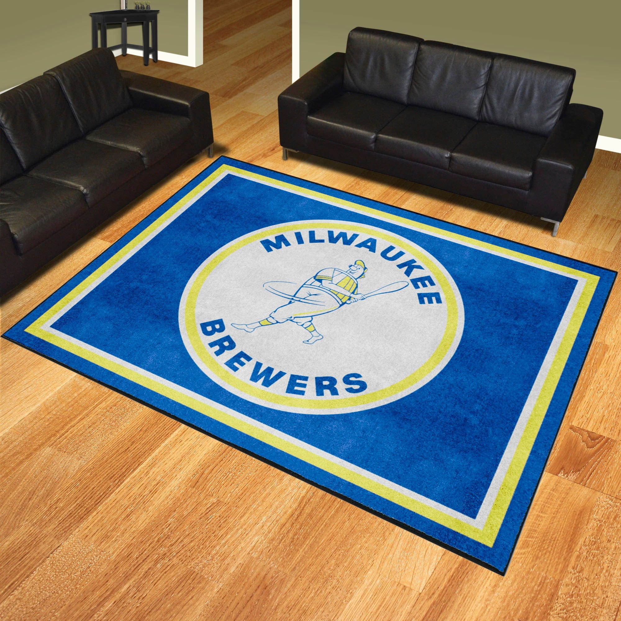 Milwaukee Brewers 8ft. x 10 ft. Plush Area Rug - Retro Collection - Milwaukee Brewers