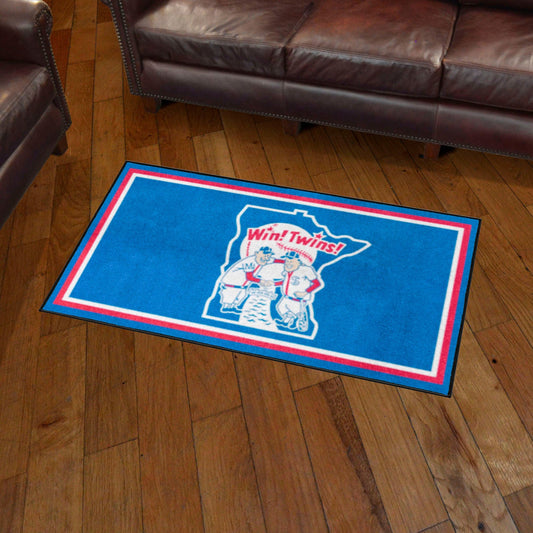 Minnesota Twins 3ft. x 5ft. Plush Area Rug - Retro Collection - Minnesota Twins