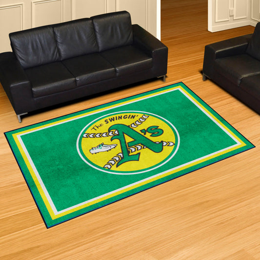 Oakland Athletics 5ft. x 8 ft. Plush Area Rug - Retro Collection - Oakland Athletics