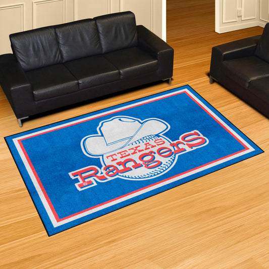 Texas Rangers 5ft. x 8 ft. Plush Area Rug - Retro Collection