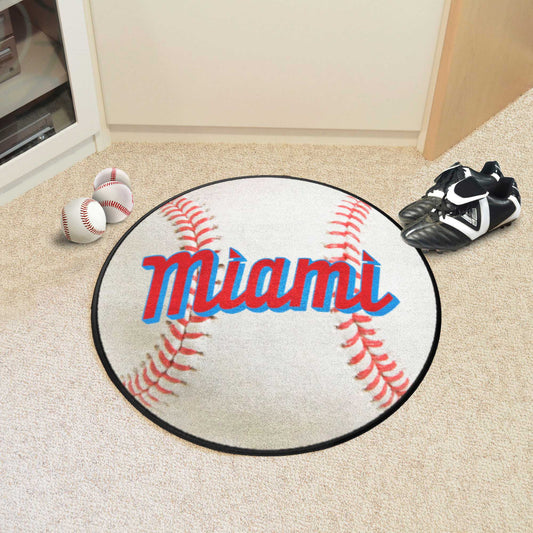 Miami Marlins Baseball Rug - 27in. Diameter