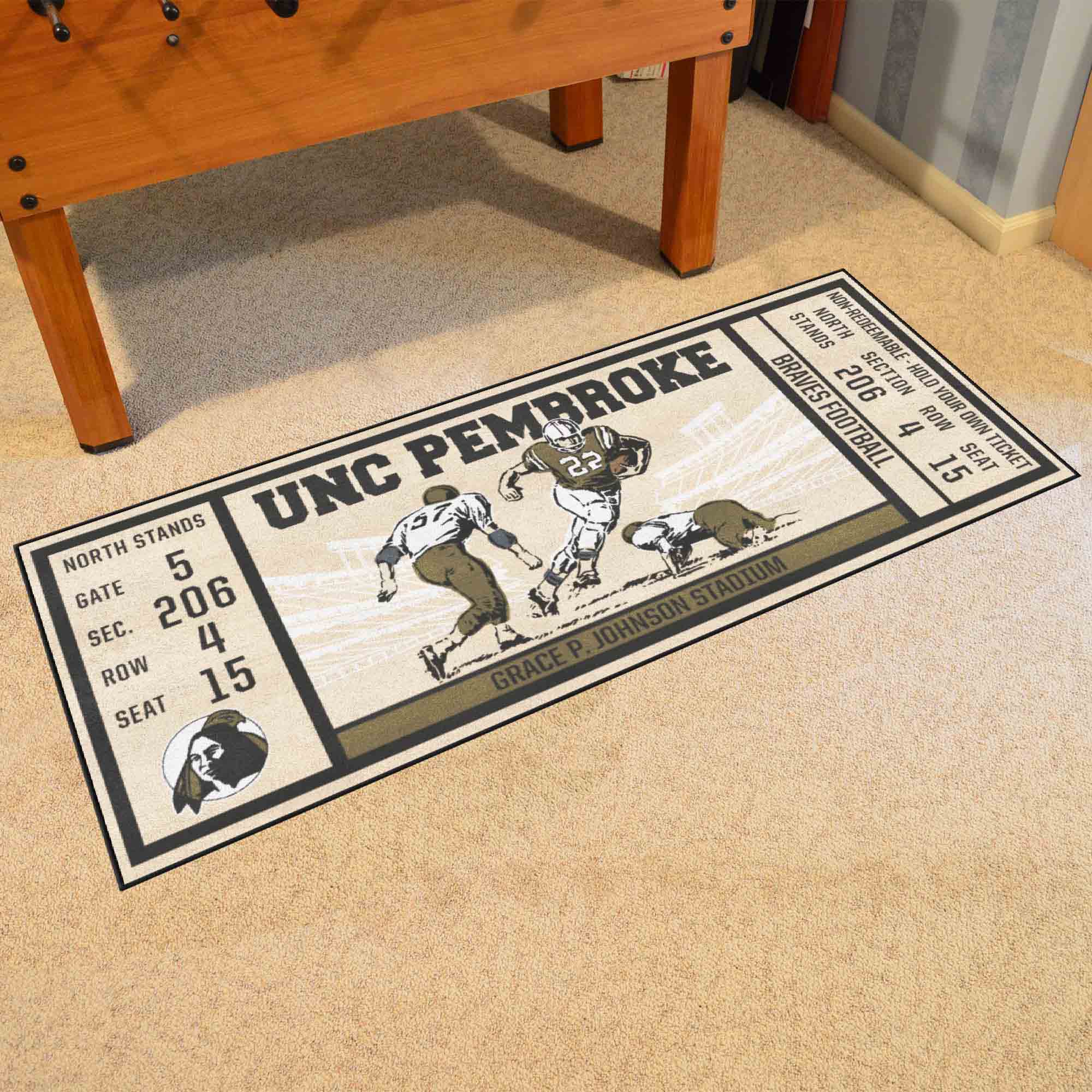 UNC Pembroke Braves Ticket Runner Rug - 30in. x 72in.