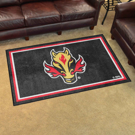 Calgary Flames 4ft. x 6ft. Plush Area Rug - Calgary Flames