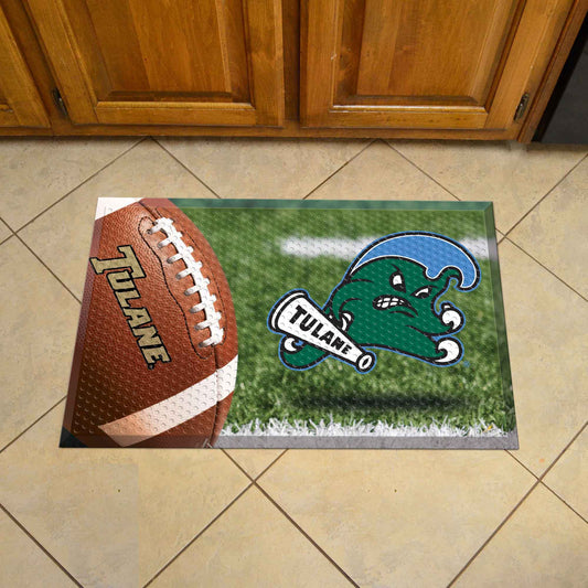 Tulane Green Wave Rubber Scraper Door Mat