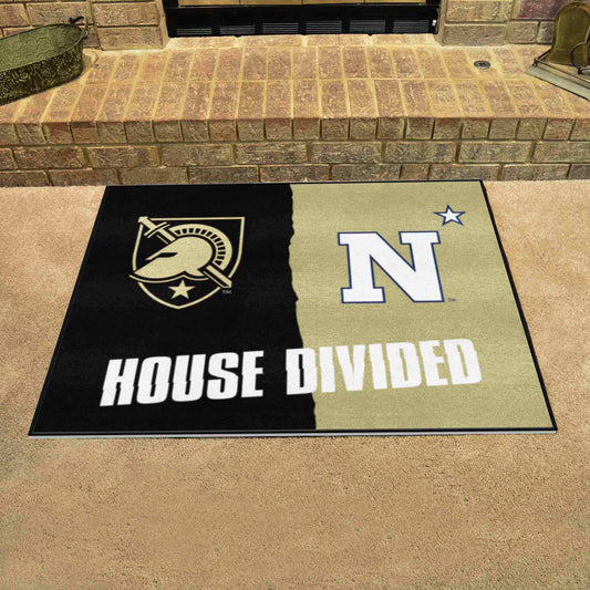 House Divided - Army West Point / Naval Academy  House Divided Rug - 34 in. x 42.5 in. - House Divided - Army West Point / Naval Academy