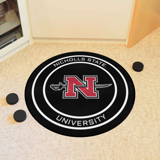 Nicholls State University Colonels Hockey Puck Rug - 27in. Diameter