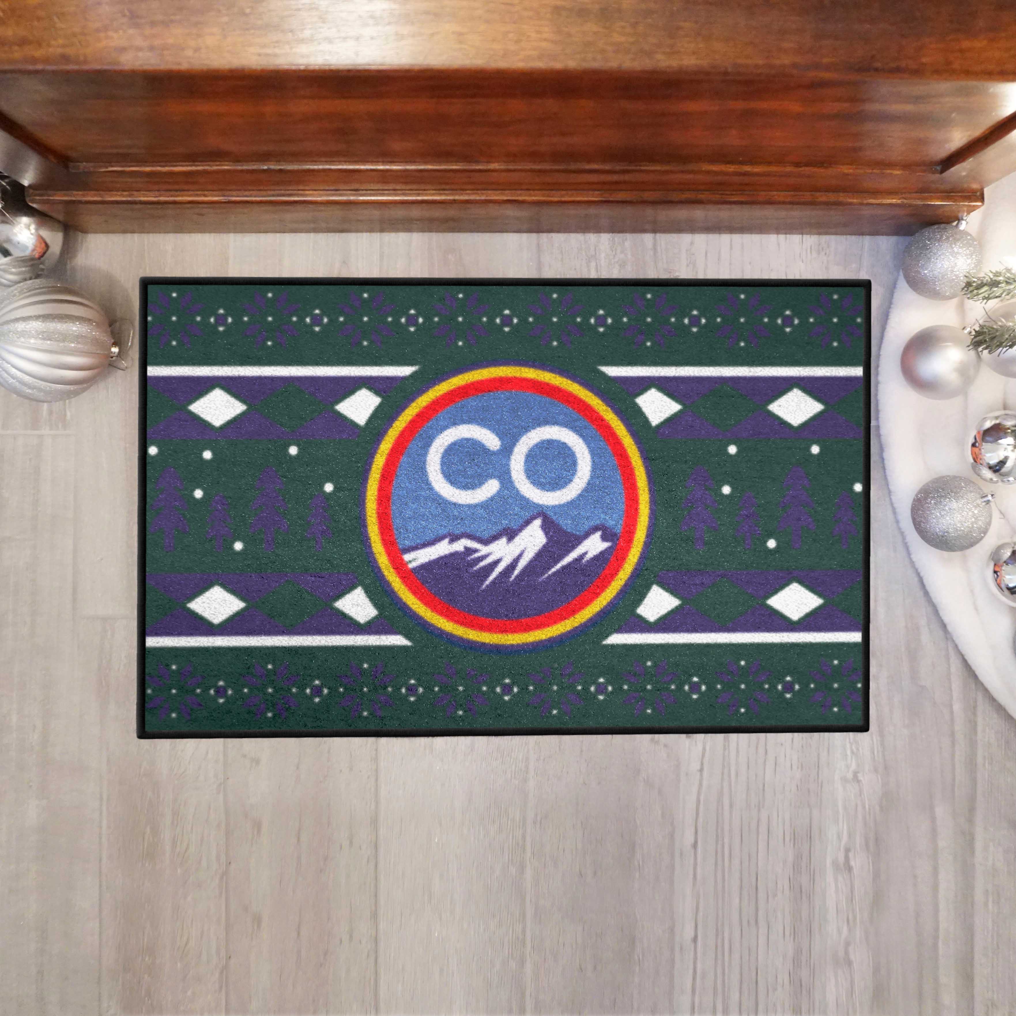 Colorado Rockies Holiday Sweater Starter Mat Accent Rug - 19in. x 30in.