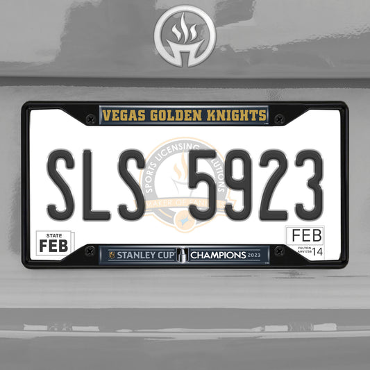 Vegas Golden Knights 2023 Stanley Cup Champions Chrome Metal License Plate Frame, 6.25in x 12.25in