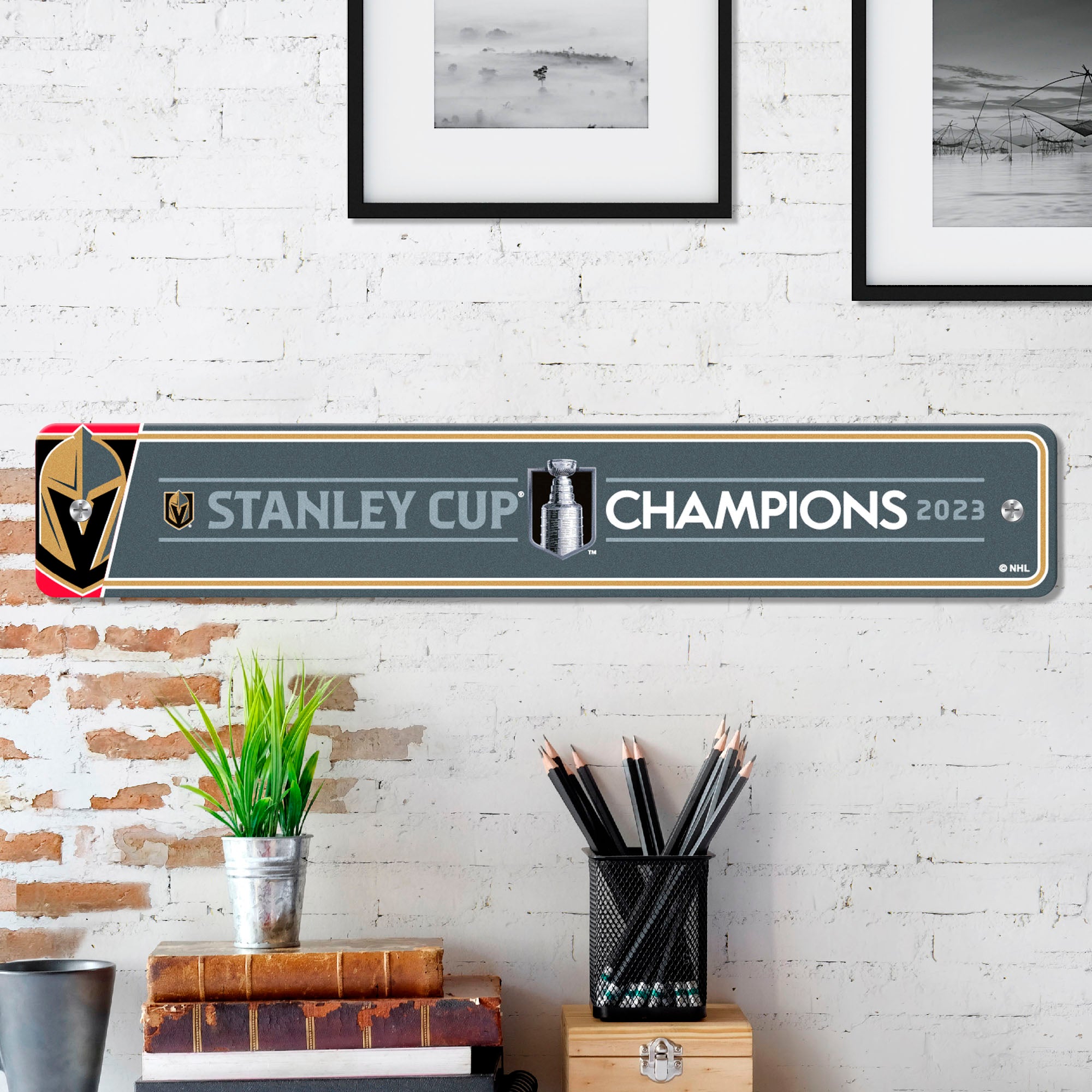 Vegas Golden Knights 2023 Stanley Cup Champions Team Color Street Sign Décor 4in. X 24in. Lightweight