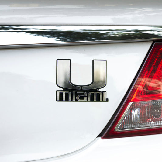 Miami Hurricanes Molded Chrome Plastic Emblem