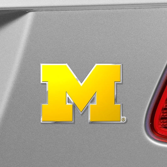 Michigan Wolverines Heavy Duty Aluminum Embossed Color Emblem (Yellow)