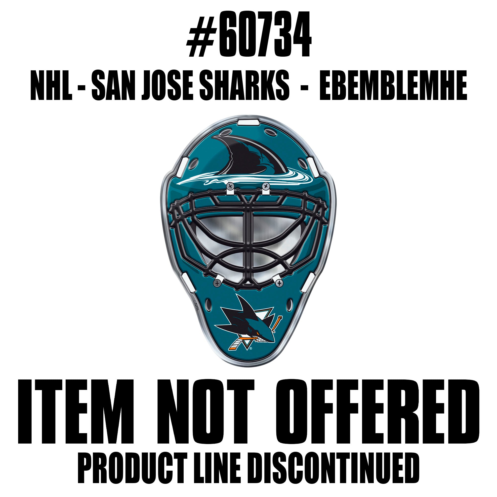 San Jose Sharks Heavy Duty Aluminium Helmet Emblem